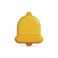 3d icon of a yellow bell, symbolizing alerts and notifications vector