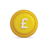3d icon of a yellow coin with a pound symbol, representing currency vector