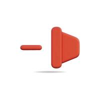 3d icon of a red minus symbol, sleek and modern design vector