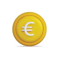 3d icon of a yellow euro coin, representing currency and finance vector
