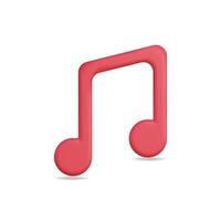 3d icon of a bright red music note, symbolizing sound and creativity vector