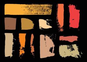 Abstract colorful paint texture element set. Grunge weathered painting graphic element. Dirty ink smudge template collection. vector