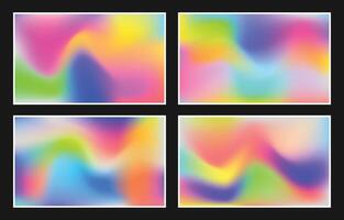 Colorful abstract gradient background collection. Blurred modern poster design bundle. Vibrant fluid color gradation set. vector