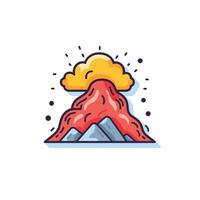 Volcano erupts with vibrant lava and clouds vector