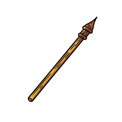 Carefully crafted wooden spear with pointed tip