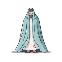Spiritual figure in a flowing cloak stands serene vector