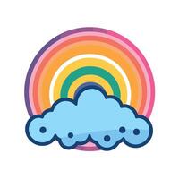 Bright rainbow arching over fluffy clouds vector