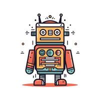 Colorful retro robot in playful design vector
