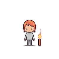 Character by a flickering flame vector