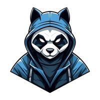 Panda character wearing a blue hoodie stands out vector