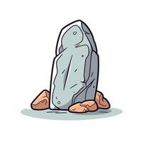 Standing stone surrounded by small rocks at dusk vector
