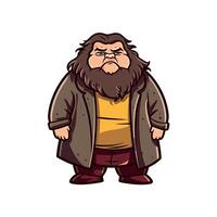 Grumpy cartoon character in casual wear vector