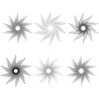 Sunburst set of icons of stars. Round, radial sunburst, Set of icons of stars. Set of sun and sunburst shapes. Sun icons and sunbeam collection. vector