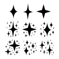 Set of Star Sparkle Shapes. Abstract Shine Sign. Retro Futuristic Bright Icons Collection. Glowing Light Effect, Twinkle Templates Stars and Bursts, Shiny Flash. vector