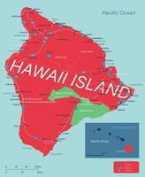 Hawaii island detailed editable map vector