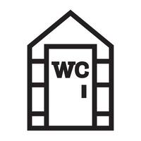 Public toilet outline icon. Portable chemical toilet. Object isolated on white. Linear style sign for mobile concept and web design. Restroom WC lavatory stall. vector