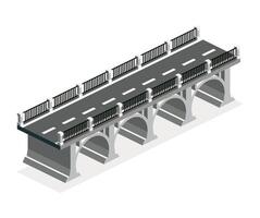 Isometric bridge with arches. Road icon. Urban infrastructure. Highway bridge. Single object. vector