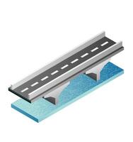 Isometric bridge with water. Road icon. Urban infrastructure. Highway bridge. vector