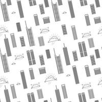 Seamless pattern with modern german buildings and skyscrapers. Architecture isolated on white background. vector