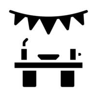 Buffet table with banner icon. Concept of celebration, party, and catering. vector