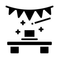 Magic show icon with wand and hat. Concept of performance, entertainment, and illusion. vector