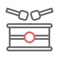 Drum and drumsticks icon. Concept of music, rhythm, and percussion. vector