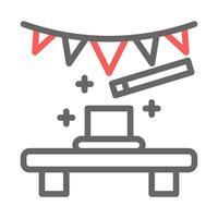 Magic show icon with hat and wand. Concept of performance, entertainment, and illusion. vector
