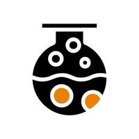 Round flask with chemical liquid. Concept of chemistry, experiment, and science. vector