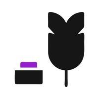 Dart and purple button. Concept of choice, decision, and risk. vector