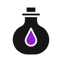 Potion bottle with liquid drop. Concept of magic, alchemy, and science. vector