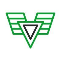 Abstract geometric logo with triangle and wings. Concept of freedom, victory, and achievement. vector