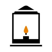 Simple lantern icon with flame. Concept of light, hope, and guidance. vector