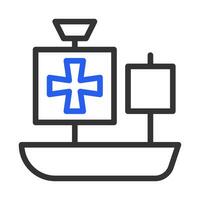Columbus ship icon with a cross on the sail. Concept of discovery, exploration, and history. vector