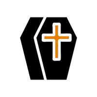 Coffin with cross icon. Concept of death, funeral, and afterlife. vector
