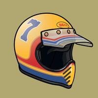 retro motocross helm vector