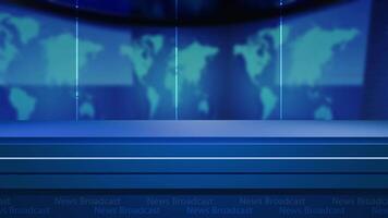 News background, News studio background world map with anchor table video