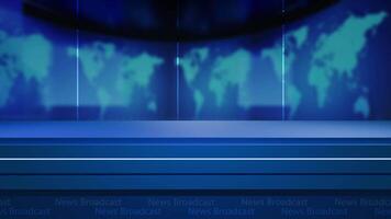 News background, News studio background world map with anchor table video