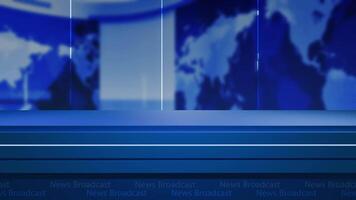 News background, News studio background world map with anchor table video