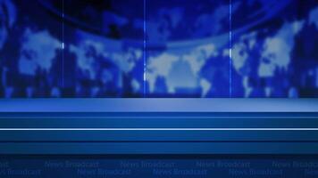 News background, News studio background world map with anchor table video