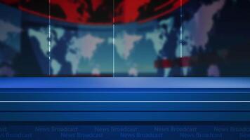 News background, News studio background world map with anchor table video