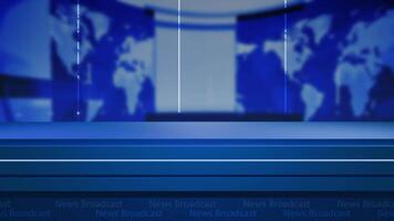 News background, News studio background world map with anchor table video