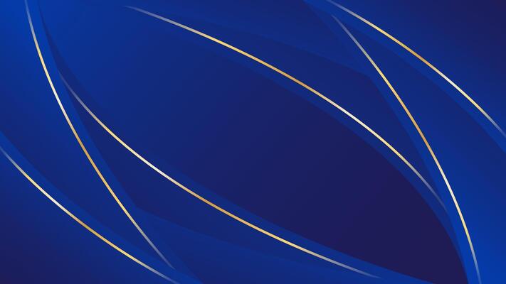 Abstract blue luxury background with curved lines and gold accents. Elegant, modern wallpaper designs.