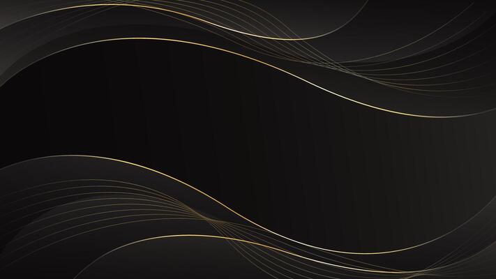 Black Luxury wave background with abstract gold lines. wallpaper