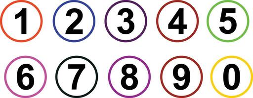 Bullet points numbers icon, Simple round numbers in flat style, Set icon number bullet points from one to nine vector
