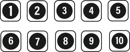 Set of 1 to 9 numbers simple design isolated. Typography set of rounds 1 to 9 Numbers. simple black symbols for UI apps and websites illustration vector