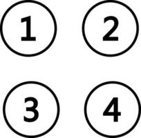 Set of numbers, Bullet Points icon set inline style, Simple rectangular numbers in flat style icons vector