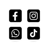 Facebook, Instagram, Whatsapp And Tiktok Icon In Black vector