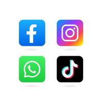Facebook, Instagram, Whatsapp And Tiktok Icon In Square Shape vector