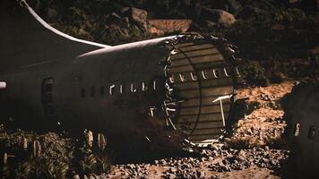 Plane wreckage rests in a remote location following a serious crash incident video