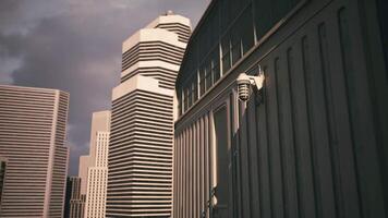 Modern urban architecture featuring a sleek building against a cloudy sky video